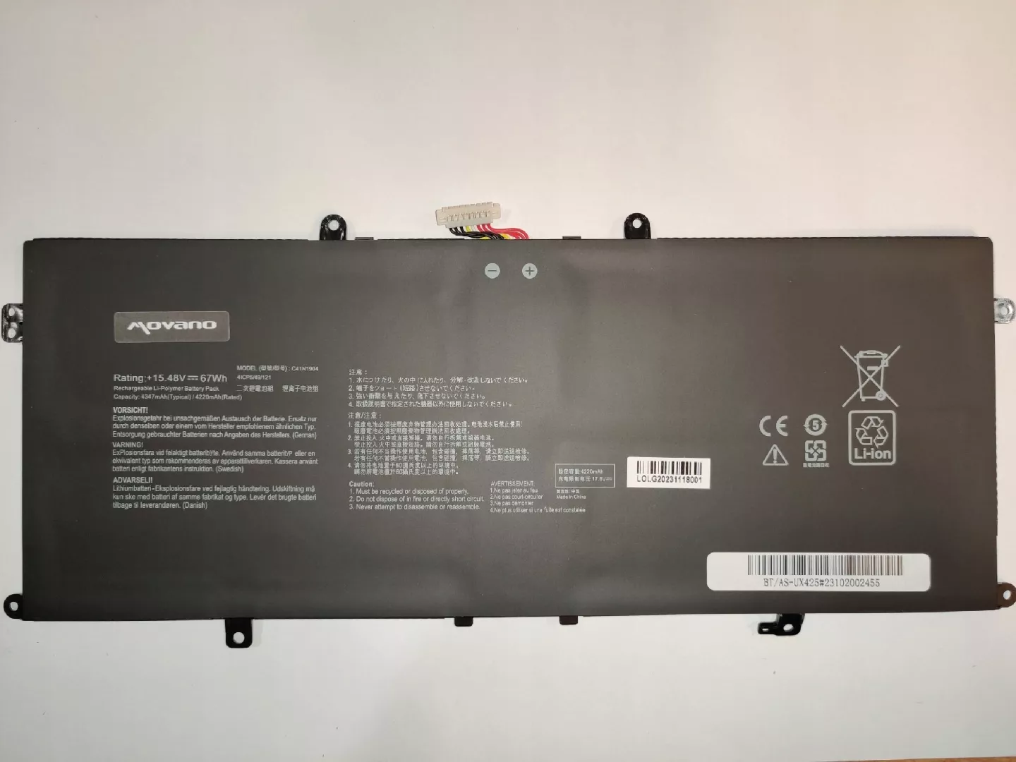 Bateria Movano Bateria C41N1904 do Asus