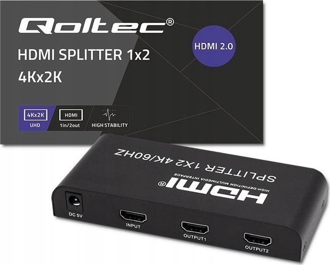 Qoltec Aktywny rozdzielacz Splitter 2 x