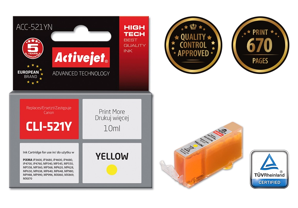 Activejet ACC-521YN ink (replacement for Canon