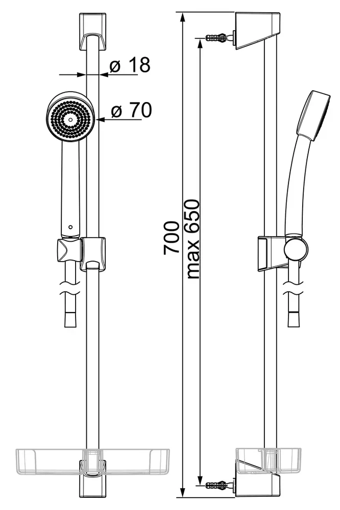 SHOWER SET ORAS APOLLO CHROME 520